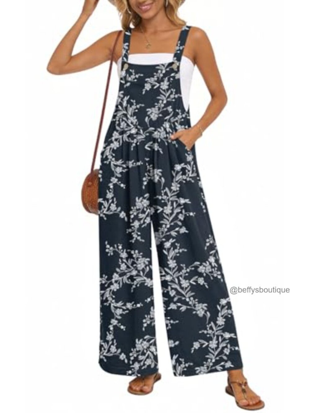 Womens Casual Jumpsuits Loose Wide Leg Overalls Summer Sleeveless Adjustable